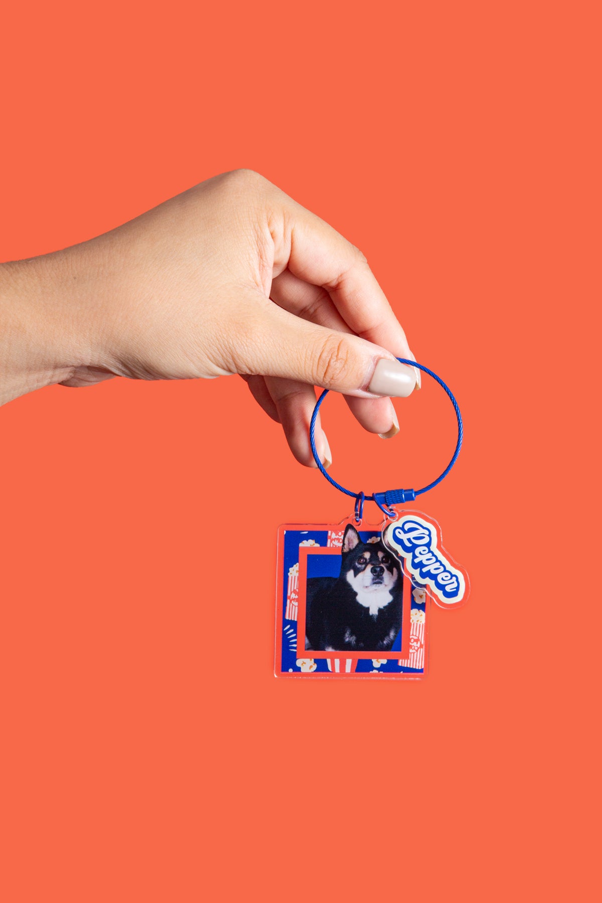 Custom Pet Keychain with Photo & Name | Personalized Square Acrylic Pet Portrait Keyring | Cute Gift for Dog or Cat Lovers
