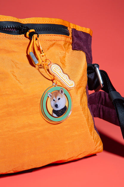 Custom Round Pet Photo Keychain | Personalized Acrylic Dog or Cat Name Keyring | 7 Colors, Pattern & Solid Styles Available