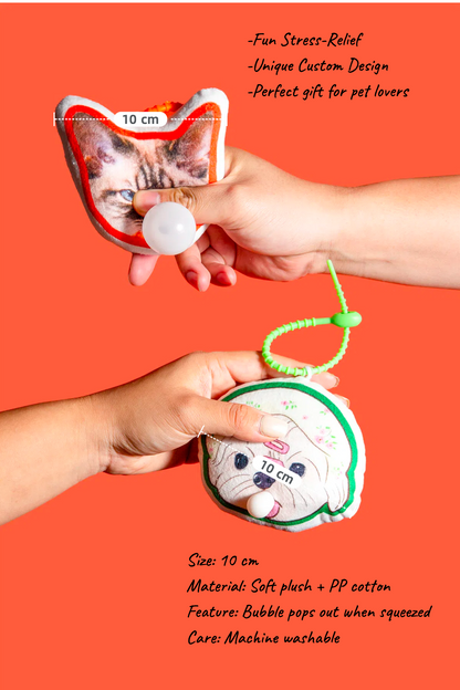 Custom Pet Bubble Keychain | Personalized Plush Keyring | Cute & Soft Pet Design