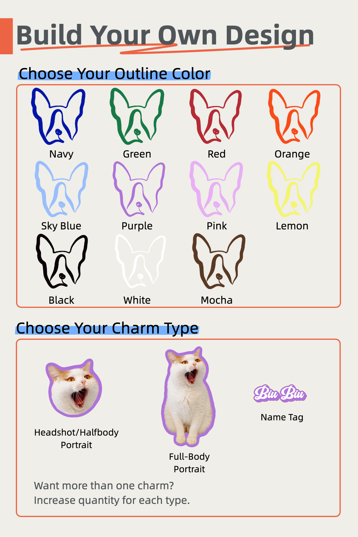 Custom Multi-Charm Pet Keychain | Personalized Acrylic Tags with Name | Add-On Artwork Service