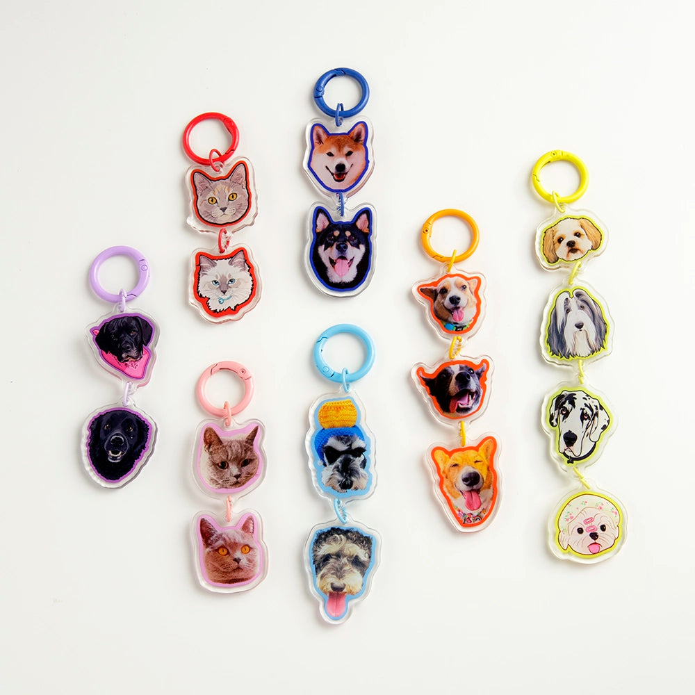 Custom Stacked Pet Acrylic Keychain – Vertical
