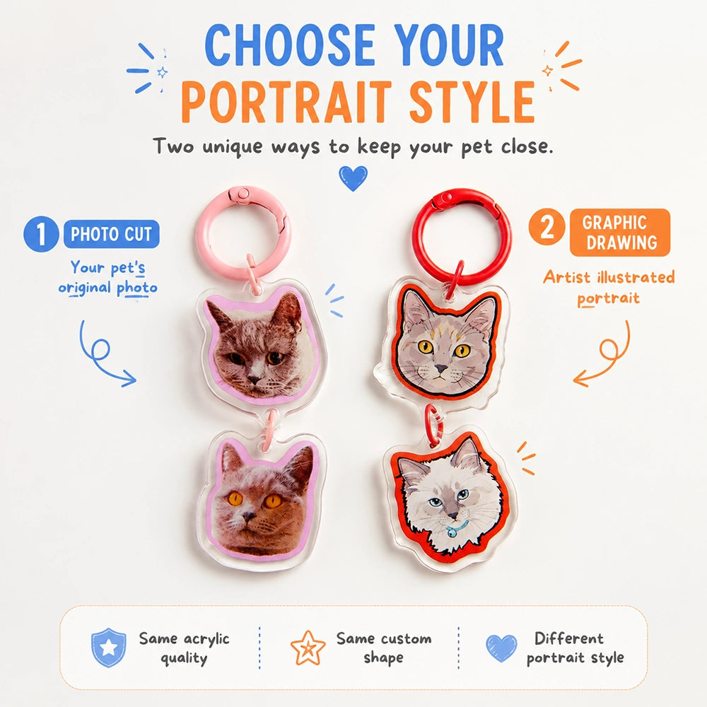Custom Stacked Pet Acrylic Keychain – Vertical