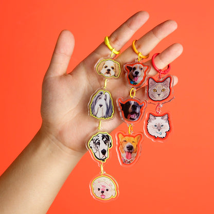 Custom Stacked Pet Acrylic Keychain – Vertical