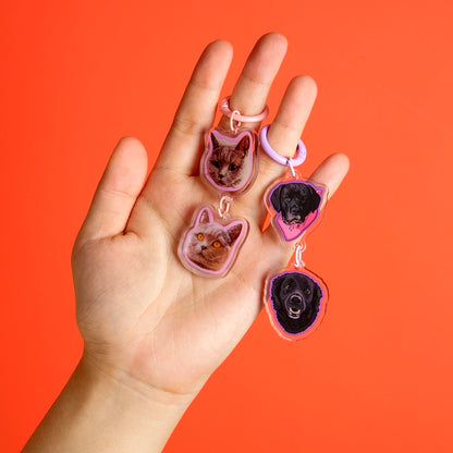 Custom Stacked Pet Acrylic Keychain – Vertical