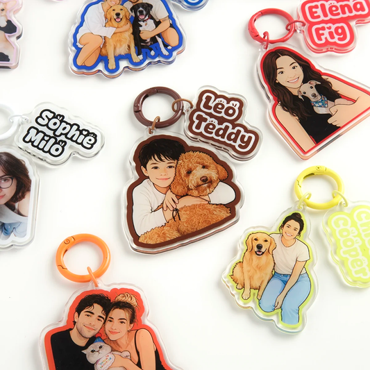 Custom Pet & People Portrait Acrylic Keychain