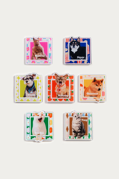 Custom Pet Fridge Magnet | Personalized Square Acrylic Pet Photo Magnet | Cute Gift for Cat or Dog Lovers