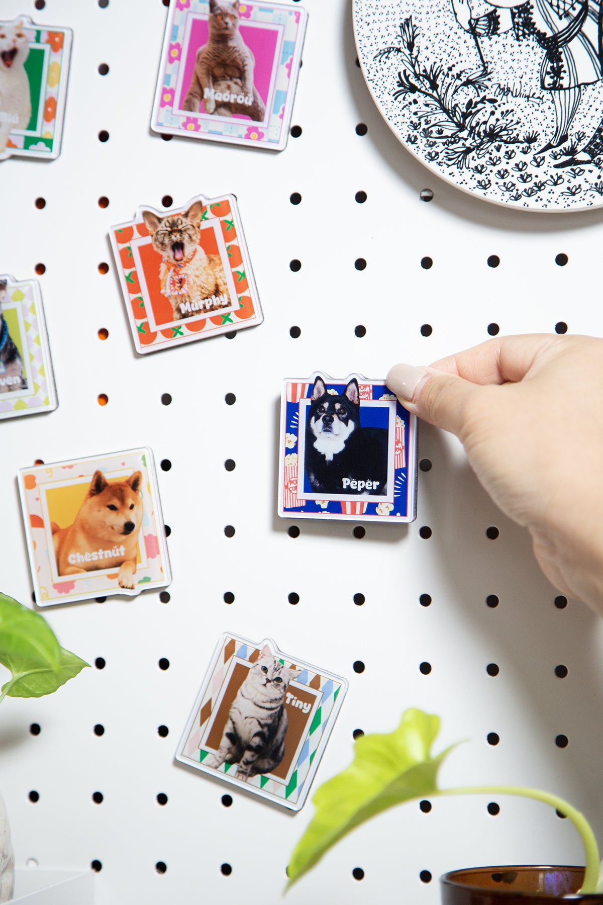 Custom Pet Fridge Magnet | Personalized Square Acrylic Pet Photo Magnet | Cute Gift for Cat or Dog Lovers