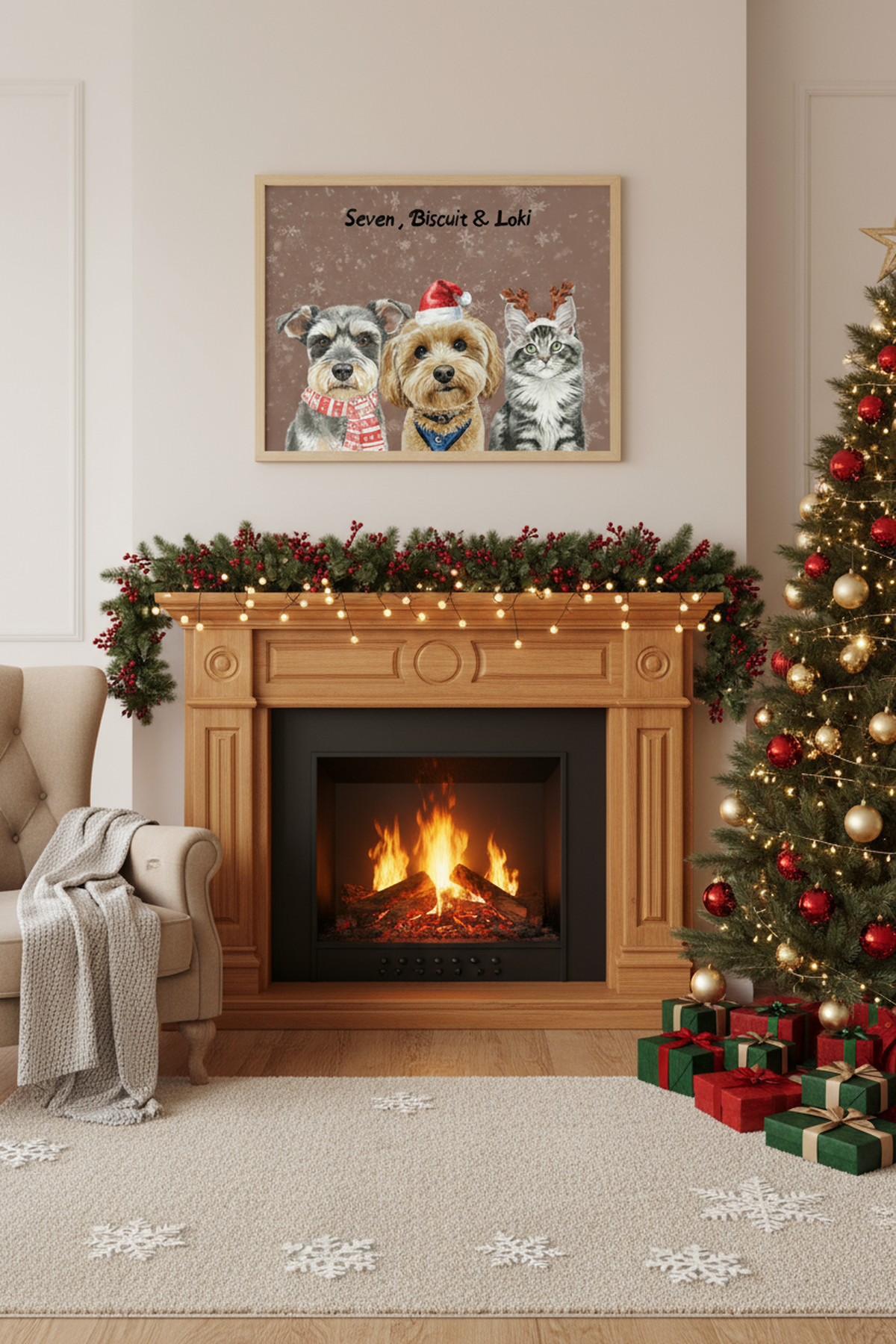 Custom Pet Christmas Portrait