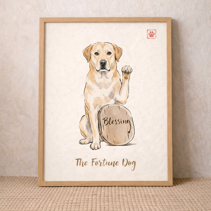 Custom Japandi Fortune Pet Portrait–Sumi Ink Style Wall Art