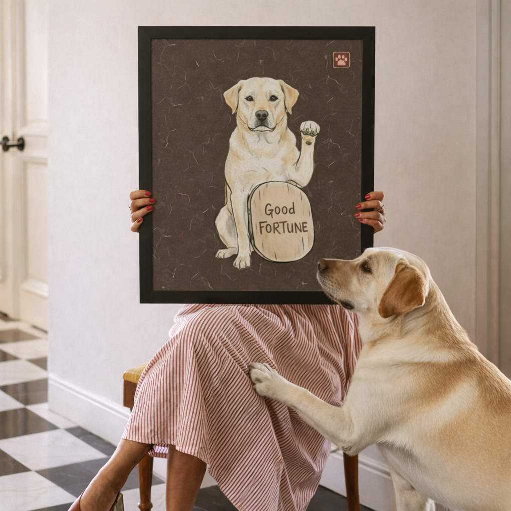 Custom Japandi Fortune Pet Portrait–Sumi Ink Style Wall Art