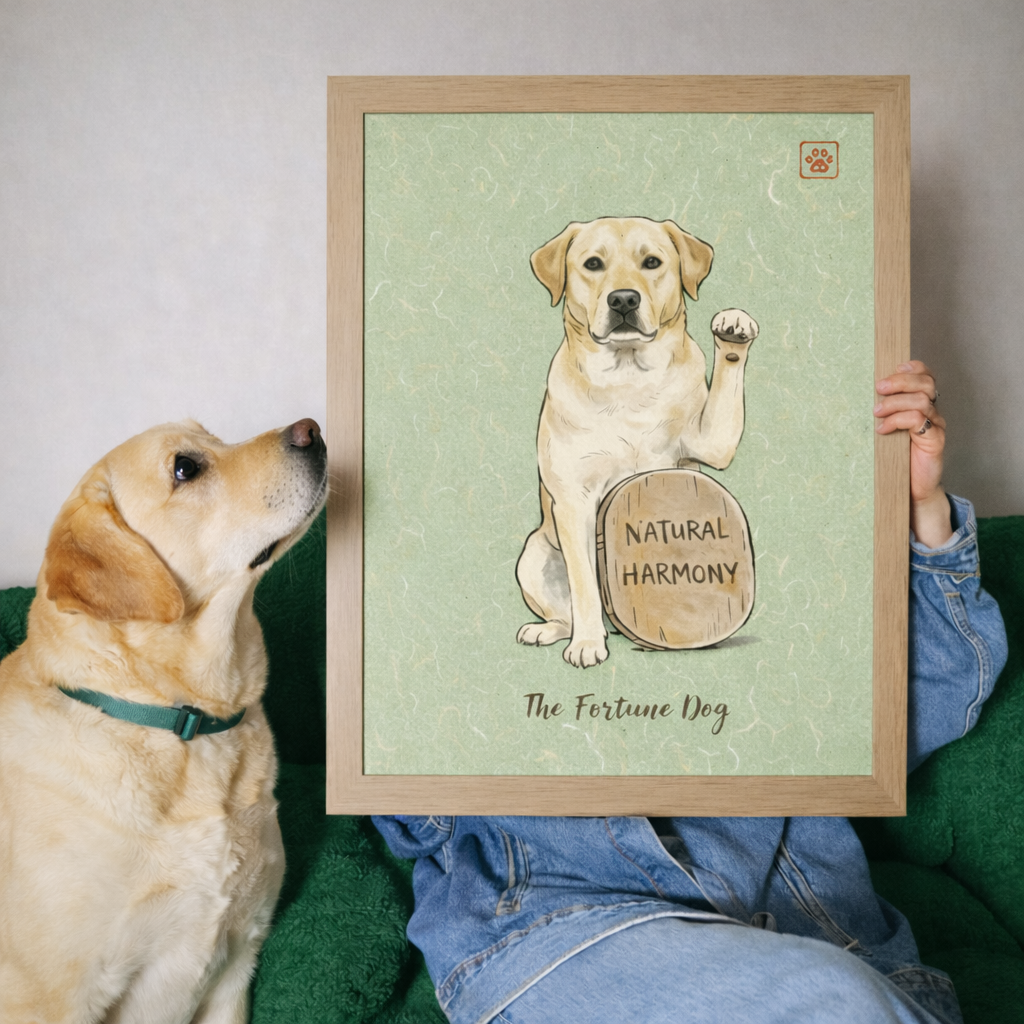 Custom Japandi Fortune Pet Portrait–Sumi Ink Style Wall Art