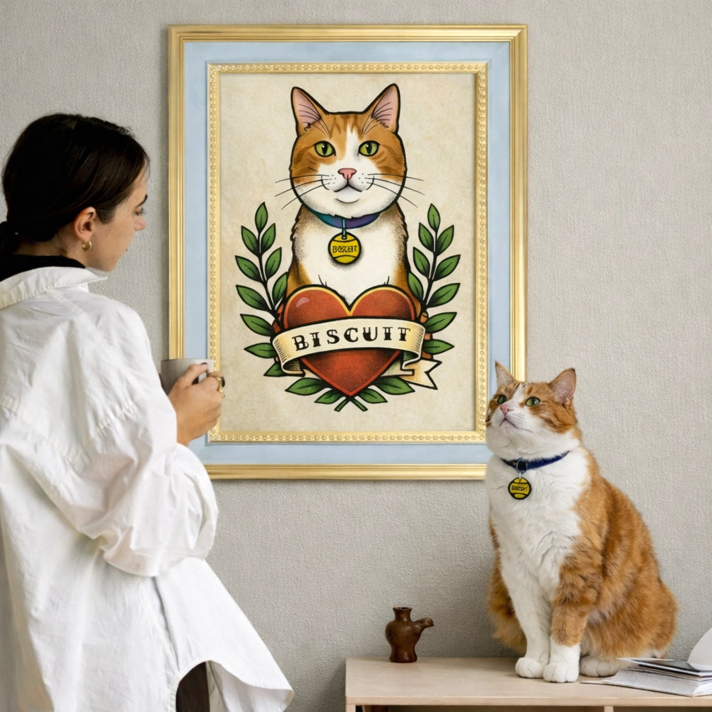 Custom Old School Pet Portrait in Traditional Tattoo Style