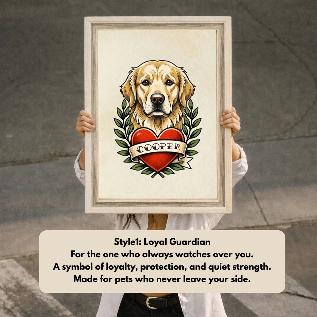 Custom Old School Pet Portrait in Traditional Tattoo Style