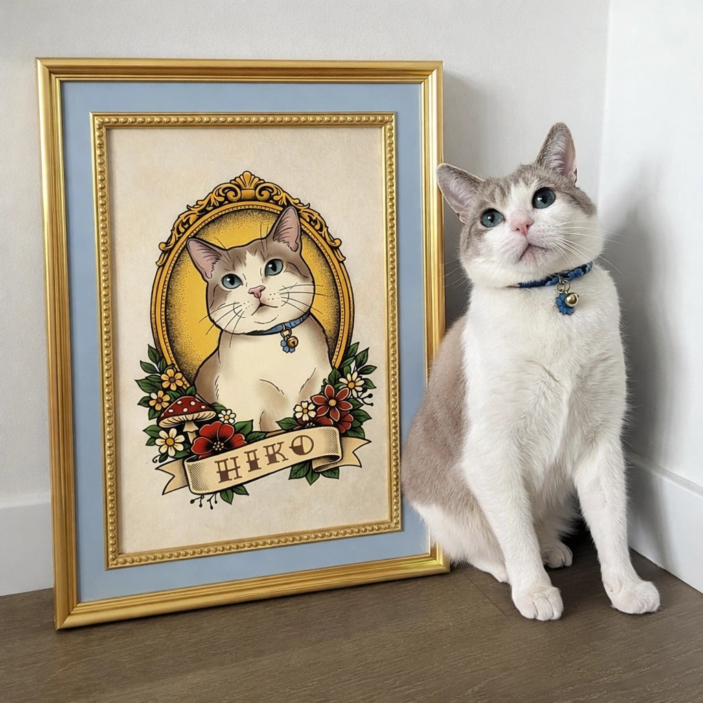 Custom Old School Pet Portrait in Traditional Tattoo Style