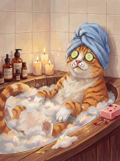 Custom Pet Bathroom Spa Portrait – Personalized Pet Wall Art