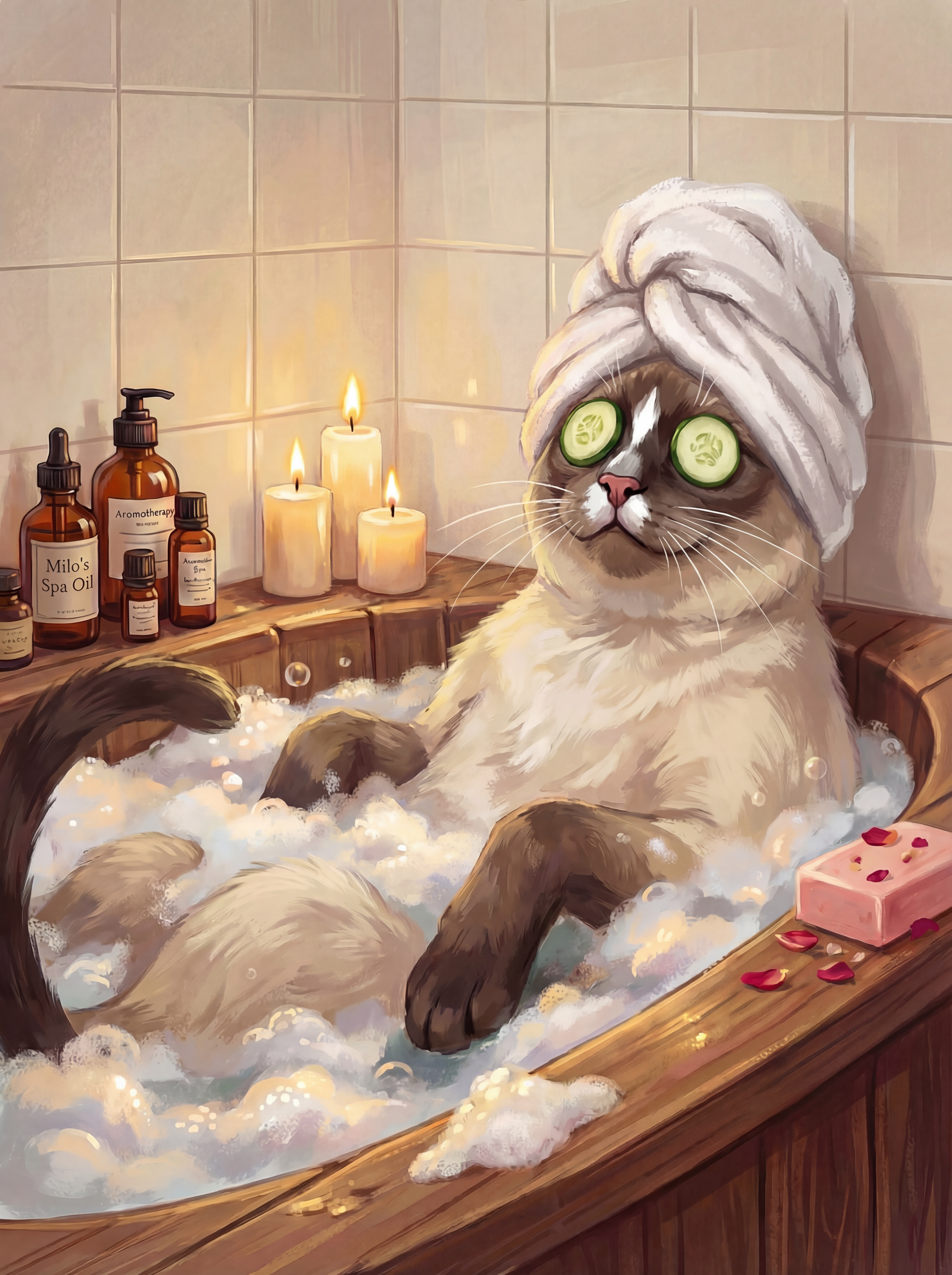 Custom Pet Bathroom Spa Portrait – Personalized Pet Wall Art