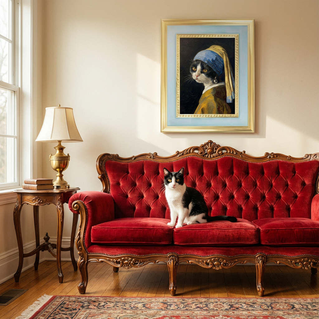 Custom Renaissance Pet Portrait - "The Pet with a Pearl Earring"