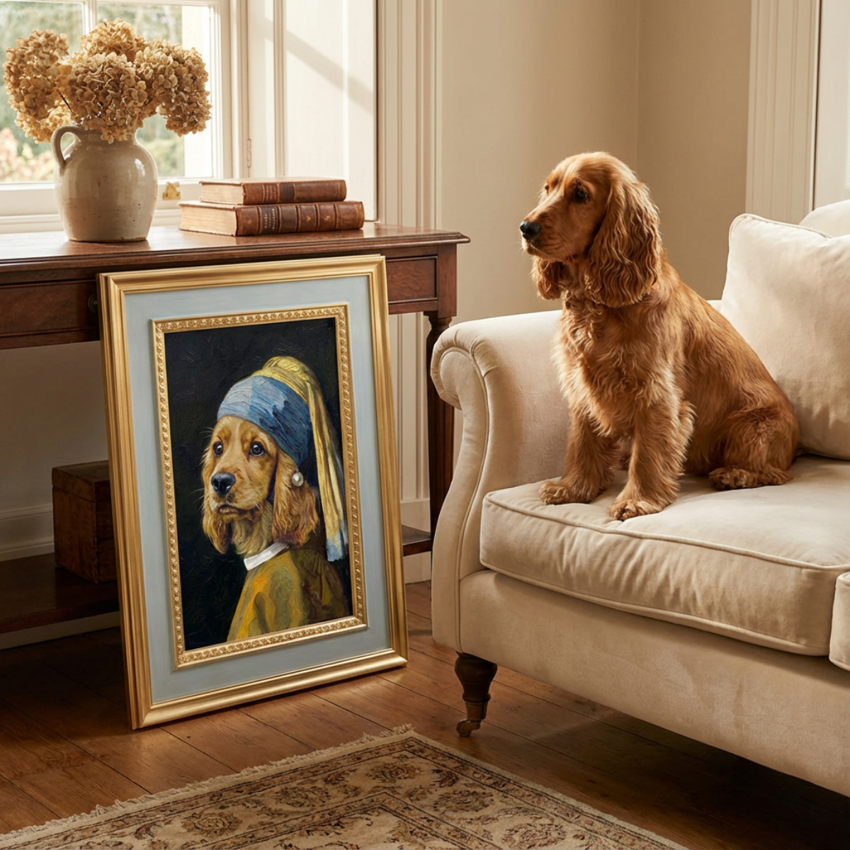 Custom Renaissance Pet Portrait - "The Pet with a Pearl Earring"