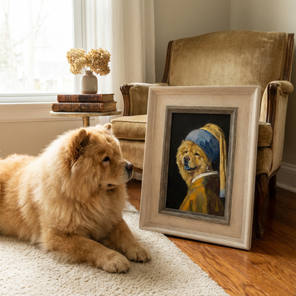 Custom Renaissance Pet Portrait - "The Pet with a Pearl Earring"