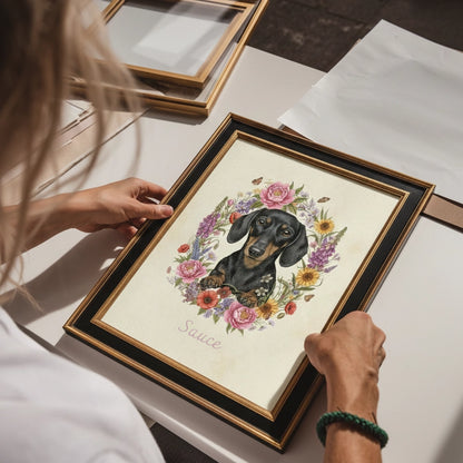 Custom Botanical Pet Portrait in Vintage Illustration Style