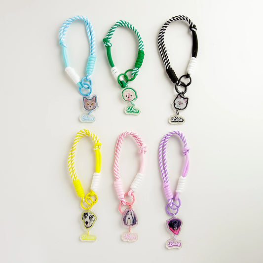 Custom Pet Portrait Braided Rope Wristlet & Phone Strap Set