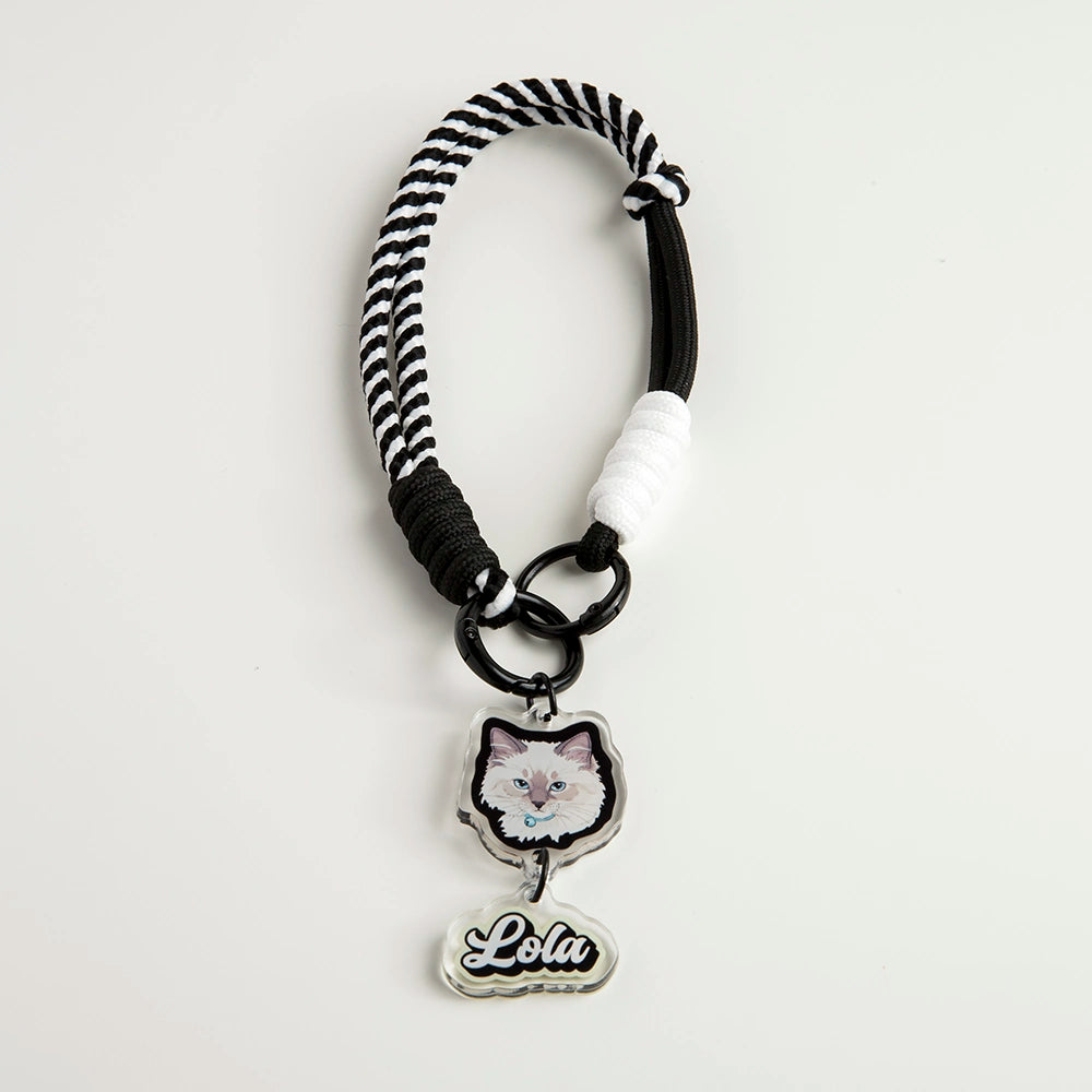 Custom Pet Portrait Braided Rope Wristlet & Phone Strap Set