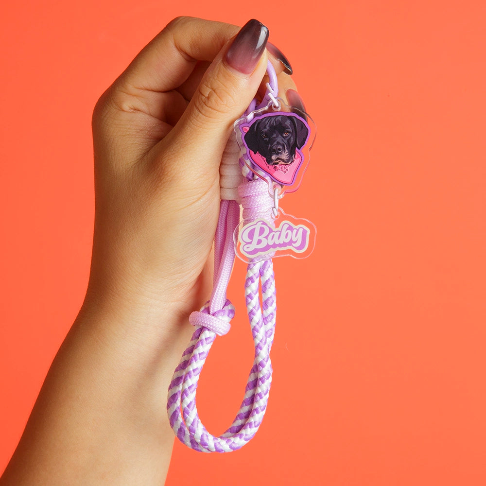 Custom Pet Portrait Braided Rope Wristlet & Phone Strap Set