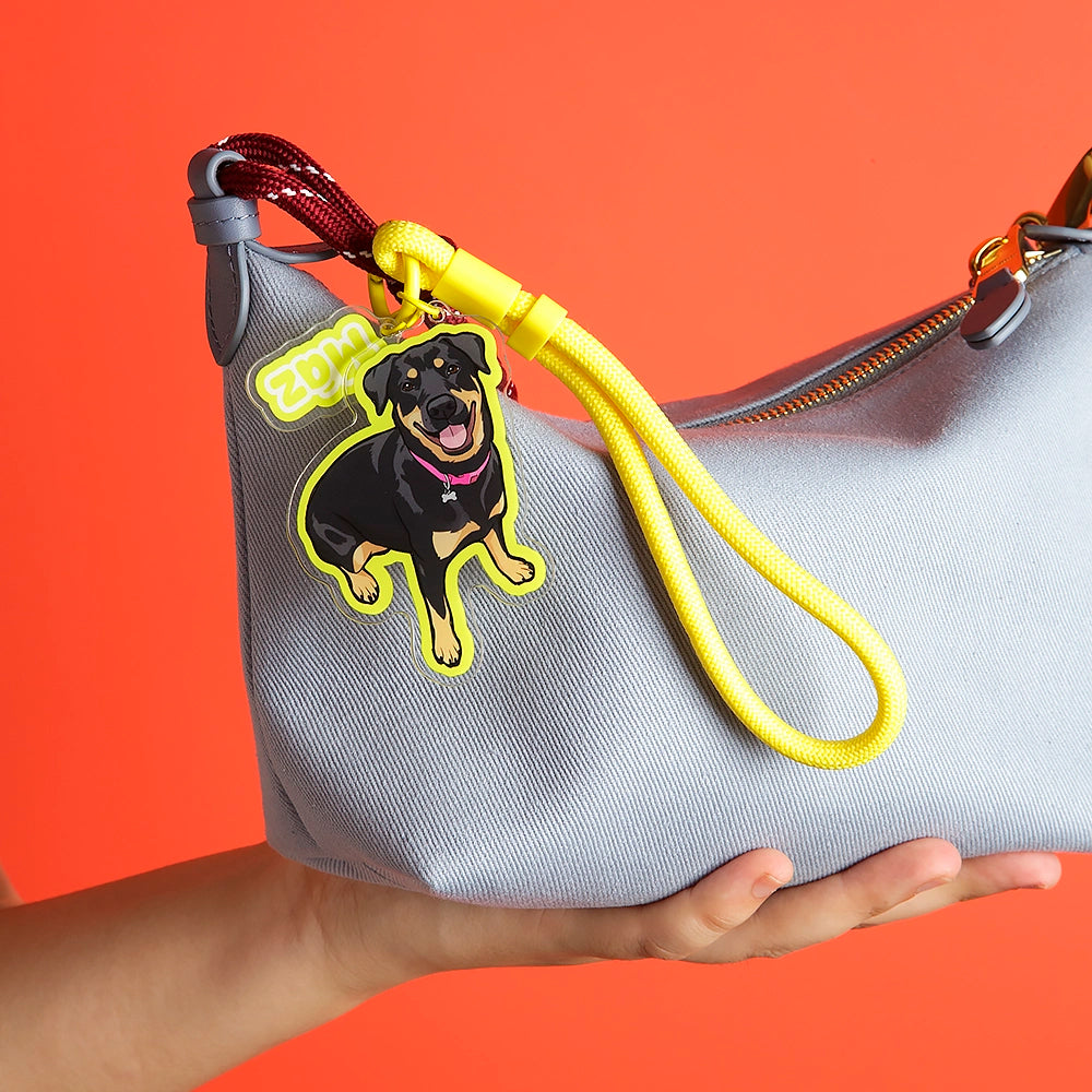 Custom Pet Shape Acrylic Bag Charm & Wristlet Strap Set
