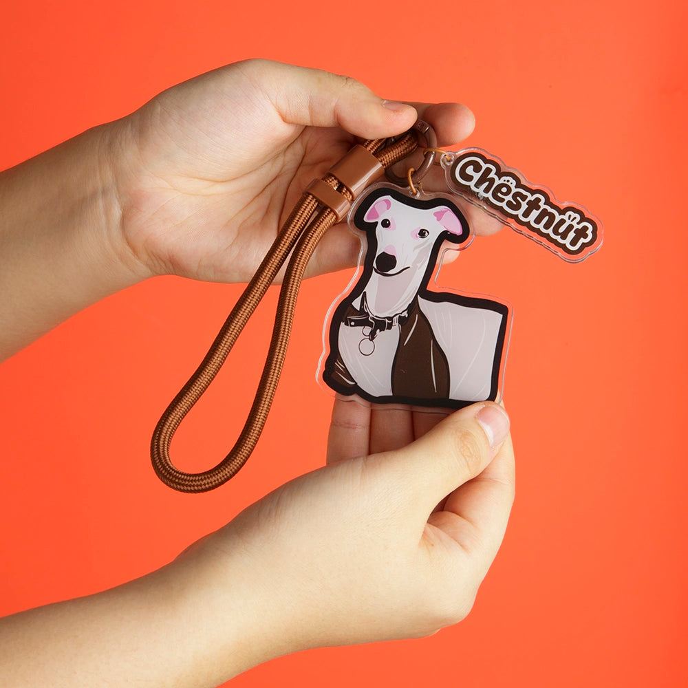 Custom Pet Shape Acrylic Bag Charm & Wristlet Strap Set