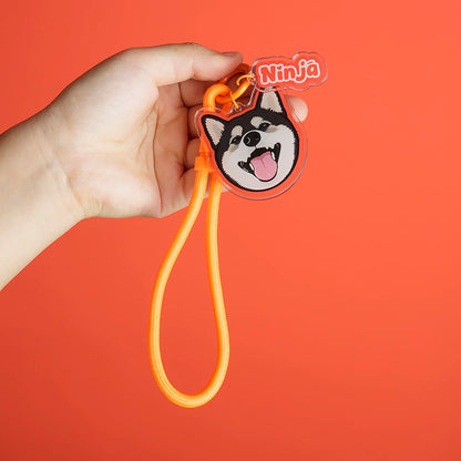 Custom Pet Shape Acrylic Bag Charm & Wristlet Strap Set