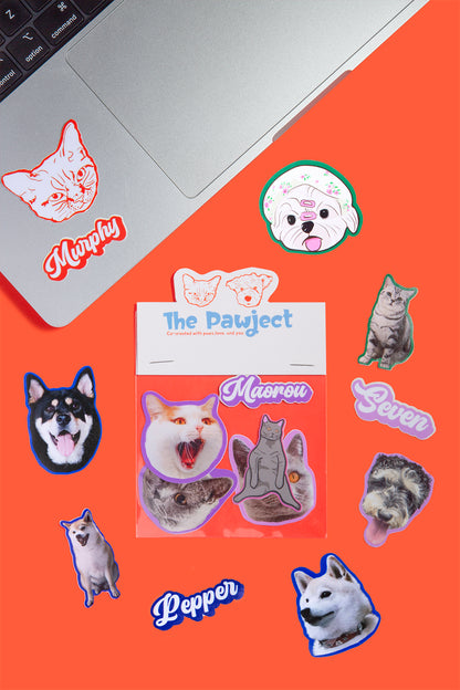 Custom Pet Portrait Stickers with Colorful Borders | Personalized Pet Portrait