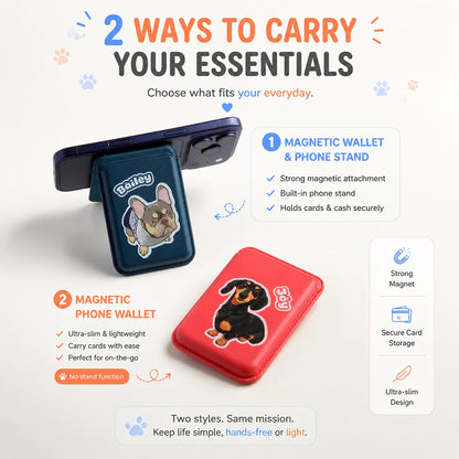 Custom Pet Portrait MagSafe Wallet & Phone Stand