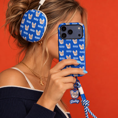 Custom Pet Portrait Braided Rope Wristlet Phone Strap Set