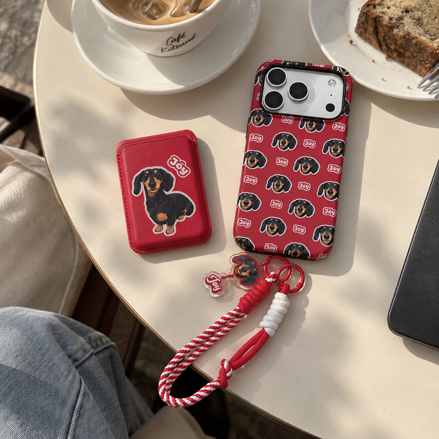 Custom Pet Portrait Braided Rope Wristlet Phone Strap Set