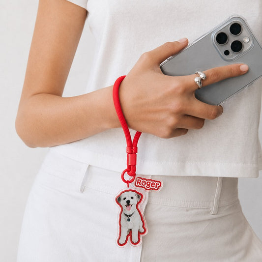 Custom Pet Shape Acrylic Bag Charm & Wristlet Strap Set